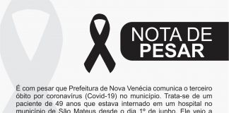 Nova Venécia registra terceira morte por Covid-19