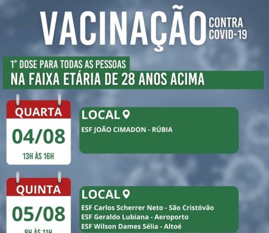 Covid-19: Nova Venécia inicia vacinação para pessoas de 28 anos acima