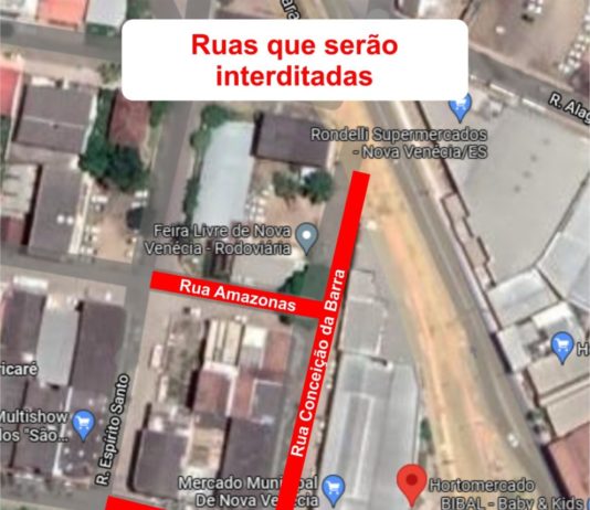 Trânsito interditado na região do Mercado Municipal nesta segunda-feira