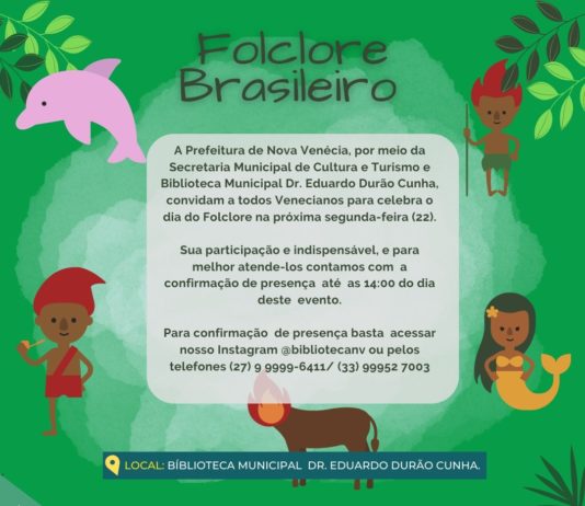 Biblioteca Municipal Dr. Eduardo Durão Cunha irá comemora o dia do Folclore