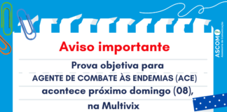 Prova objetiva para agente de combate às endemias acontece próximo domingo (08), na Multivix
