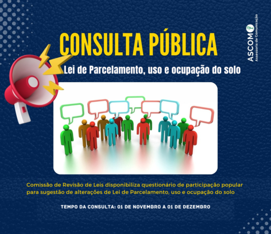 Comissão de Revisão de Leis disponibiliza questionário de participação popular para sugestão de atualização de Lei de Parcelamento uso e ocupação do solo