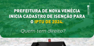 Prefeitura de Nova Venécia inicia cadastro de isenção para o IPTU de 2024