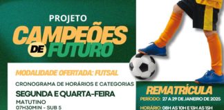 Projeto Campeões de Futuro abre vagas para aulas gratuitas de futsal em Nova Venécia
