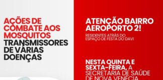 Bairro Aeroporto II vai receber ação de combate ao Aedes aegypti nesta quinta e sexta-feira