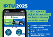 IPTU 2025 Nova Venécia: Primeira parcela ou cota única com desconto vence no próximo dia 5 de agosto