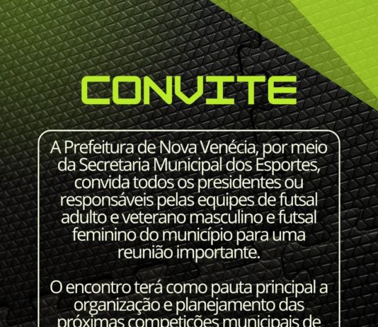 Secretaria de Esportes convoca representantes de equipes para reunião