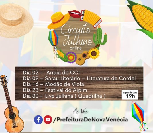 Prefeitura de Nova Venécia realiza Circuito Julhino Online