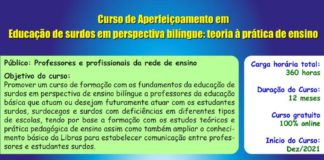 Educação divulga curso de formação de Educação de Surdos em perspectiva bilíngue