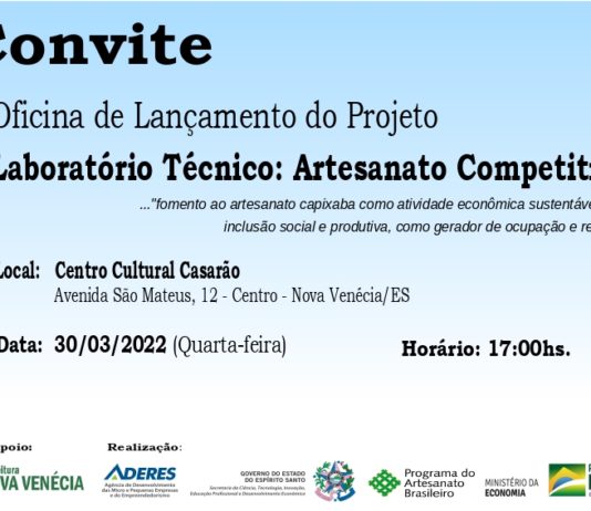 Prefeitura Municipal de Nova Venécia realizará a Oficina de Lançamento do Projeto Laboratório Técnico