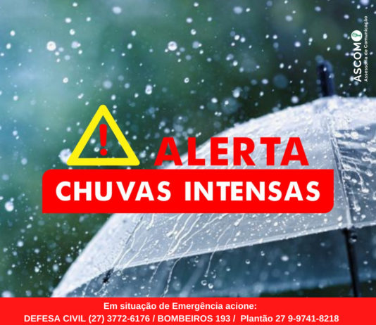Defesa Civil de Nova Venécia alerta para chuvas intensas no município