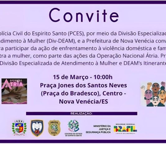 Nova Venécia terá ação de prevenção à violência contra a Mulher Praça Jones dos Santos Neves