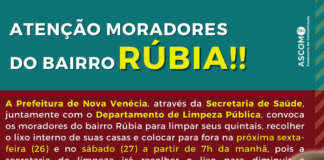 Ação “NOVA VENÉCIA CONTRA A DENGUE” começa com mutirão de limpeza pelo bairro Rúbia