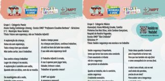 Quatro escolas municipais concorrem ao Prêmio Ministério Público do Trabalho na Escola 2023