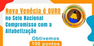 Ministério da Educação anuncia que Nova Venécia é ouro no Selo Nacional Compromisso com a Alfabetização
