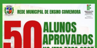 Rede Municipal de Ensino de Nova Venécia celebra aprovação de 50 alunos no Ifes