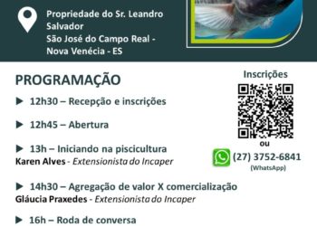 Nova Venécia realiza Dia Especial sobre Piscicultura com foco em manejo e comercialização