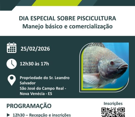 Nova Venécia realiza Dia Especial sobre Piscicultura com foco em manejo e comercialização