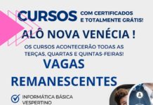 Últimas vagas para cursos gratuitos de Informática Básica e Montador de Computador pelo Qualificar ES em Nova Venécia