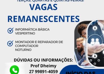 Últimas vagas para cursos gratuitos de Informática Básica e Montador de Computador pelo Qualificar ES em Nova Venécia
