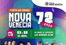 Festa de 72 anos de Nova Venécia começa nesta quinta-feira com shows, rodeio e programação especial