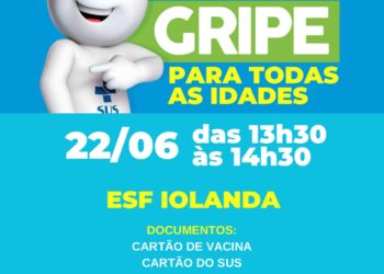 Vacinação contra a gripe para todas as idades acontece nesta segunda-feira (22) na ESF Iolanda